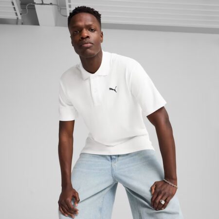 Puma Wardrobe Essentials Pique Relaxed Fit Polo – White