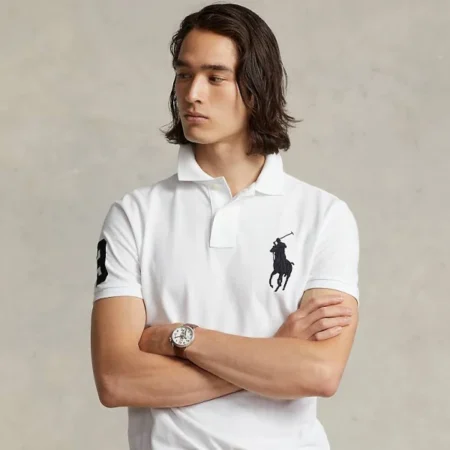 Polo Ralph Lauren Slim Fit Mesh Polo – White